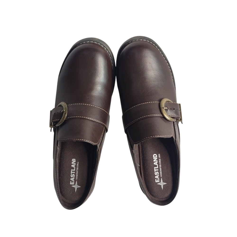 Eastland Erin Slides Mules Clogs Women Brown Faux Leather Buckle Size 9.5M - Picture 10 of 13
